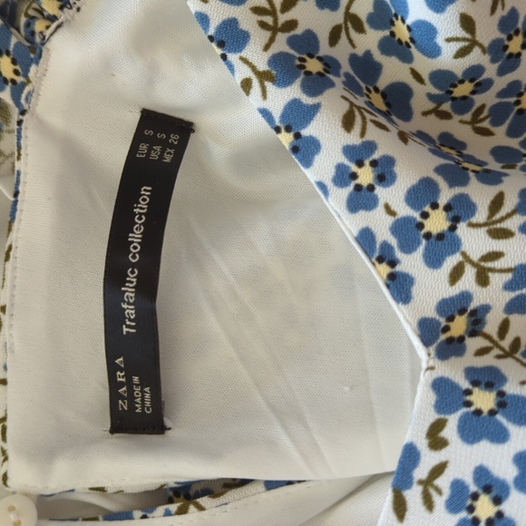 Zara Blue Floral Two Straps with Bow Ties Mini Dress Size Medium - Picture 7 of 10